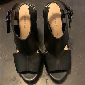Gianni Bini Black Leather Block Heels